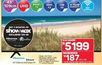Pick n Pay Hisense 43" (109cm) UHD Smart TV offer