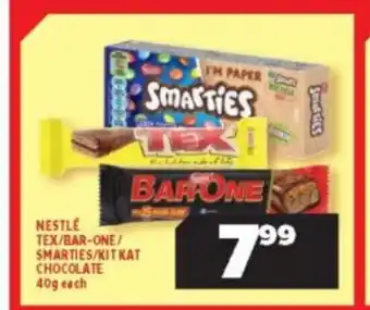 Usave Nestle Tex/ Bar-One / Smarties / Kit-Kat Chocolate 40g each offer