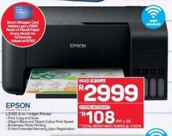 Pick n Pay Epson L3150 3-in-1 Inkjet Printer offer
