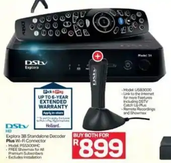 Pick n Pay DStv hd Explore 38 Standalone Decoder Plus Wi-Fi Connector offer