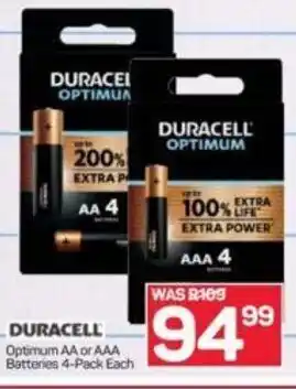 Pick n Pay Duracell Optimum AA or AAA Batteries 4-Pack Each offer