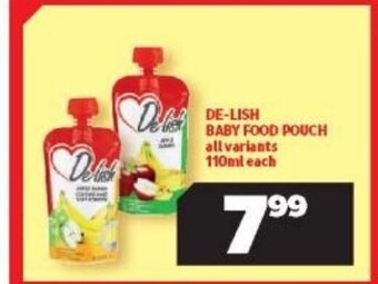Usave De-Lish Baby Food Pouch All Variants 110ml each offer