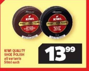 Usave Kiwi Quality Shoe Polish All Variants 50ml each offer