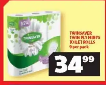 Usave Twinsaver Twin Ply Mini's Toilet Rolls 9 per pack offer