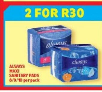 Usave Always Maxi Sanitary Pads 8/9/10 per pack offer