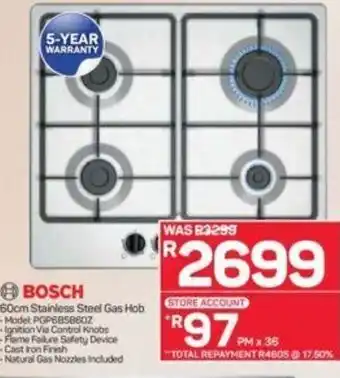 Pick n Pay Bosch 60cm Stainless Steel Gas Hob offer