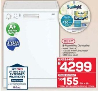 Pick n Pay Defy 13-Place White Dishwasher offer