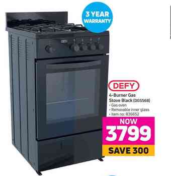 Game Defy 4 burner gas stove black dgs568 offer