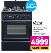 Game Univa 4 burner gas stove with gas oven ug016bi offer