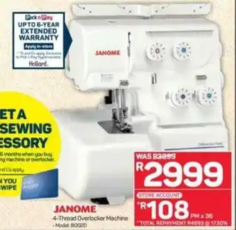 Pick n Pay Janome 4-Thread Overlocker Machine offer