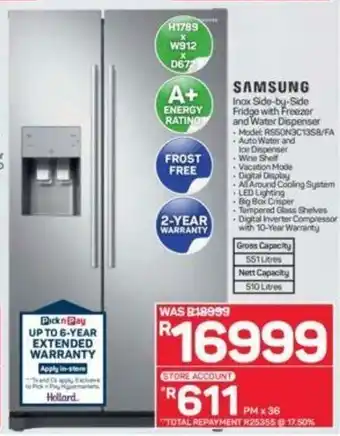 Pick n Pay Samsung Inox Side-by-Side Fridge with Dispenser offer