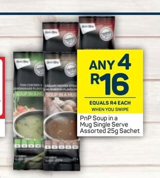 Pick n Pay PnP Soup in a Mug Single Serve Assorted 25g Sachet offer