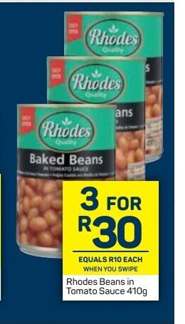 Pick n Pay Rhodes Beans in Tomato Sauce 410g offer