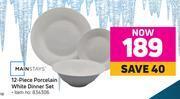 Game Mainstays 12 piece porcelain white dinner set offer