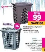 Game Miss molly 75l debbie silver laundry basket or formosa mega linen bin taupe-each offer