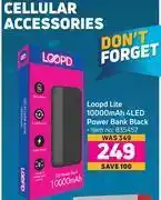 Loopd lite 10000 mah 4 led power bank black