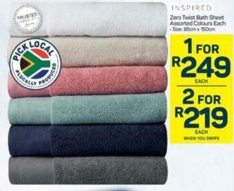 Zero Twist Bath Sheet Assorted Colours Each 85cmx150cm