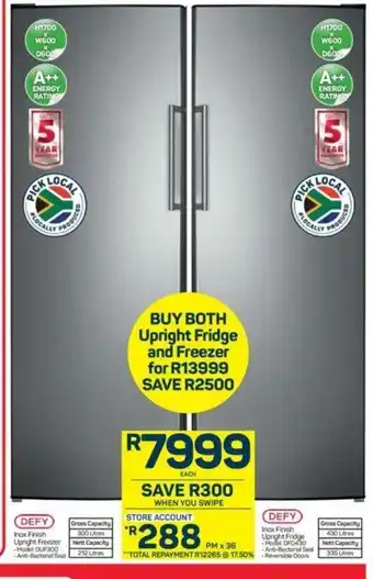 Pick n Pay Defy Inox Finish Upright Freezer offer