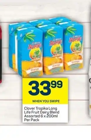 Pick n Pay Clover Tropika Long Life Fruit Dairy Blend Assorted 6x200ml per pack offer
