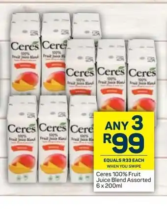 Pick n Pay Ceres 100% Fruit Juice Blend Assorted 6x200ml offer