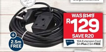 PnP 10A Extension Cord 5m Plus 2.5m Free