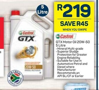Pick n Pay Castrol GTX Motor Oil 20W-50 5 Litre offer