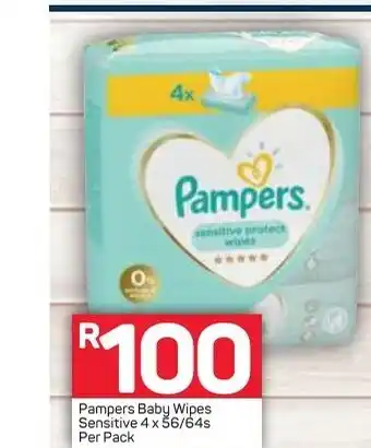 Pick n Pay Pampers Baby Wipes Sensitive 4x56/64s per pack offer