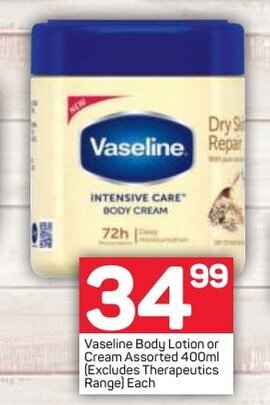 Pick n Pay Vaseline Body Lotion or Cream Assorted 400ml offer