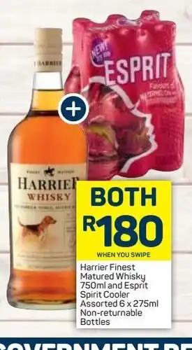 Harrier Finest Matured Whisky 750ml and Esprit Cooler Assorted 6x275ml Non-Returnable Bottles