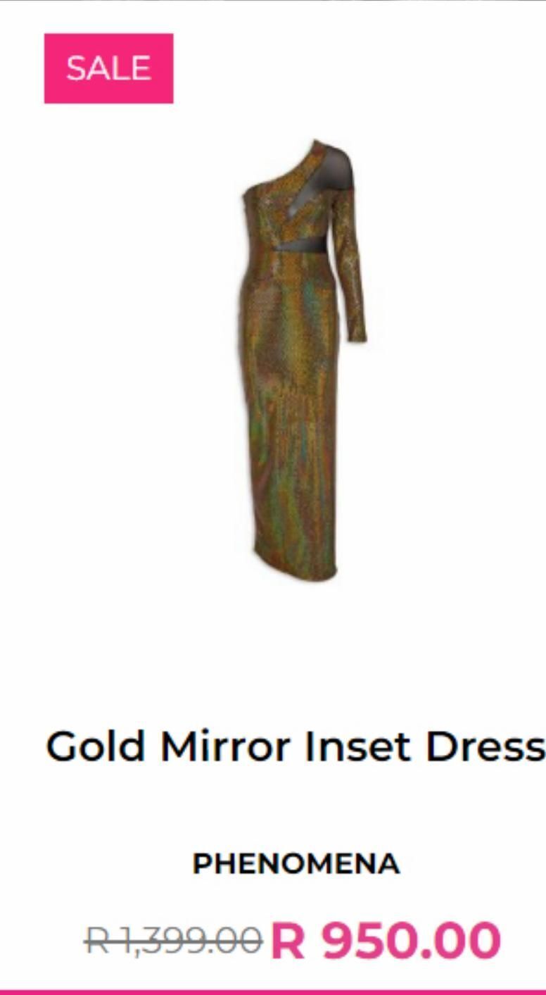 Gold mirror inser dress offer at YDE