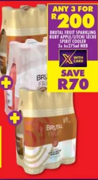 Shoprite BRUTAL FRUIT SPARKLING RUBY APPLE/LITCHI SECHE SPIRIT COOLER 3x 6x275ml NRB offer
