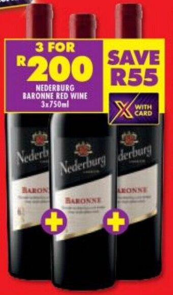 Shoprite NEDERBURG BARONNE RED WINE 3x750ml offer