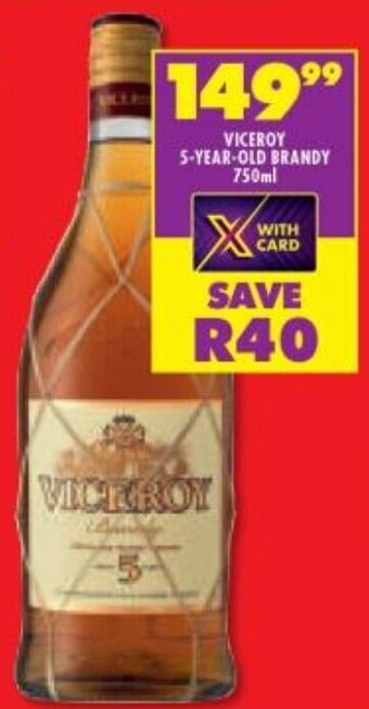 Shoprite VICEROY 5-YEAR-OLD BRANDY 750ml offer