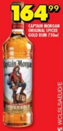 Shoprite CAPTAIN MORGAN ORIGINAL SPICED GOLD RUM 750ml offer