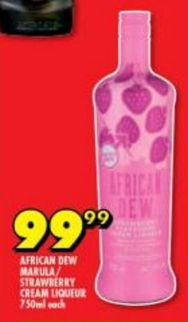 AFRICAN DEW MARULA/ STRAWBERRY CREAM LIQUEUR 750ml each offer at Shoprite