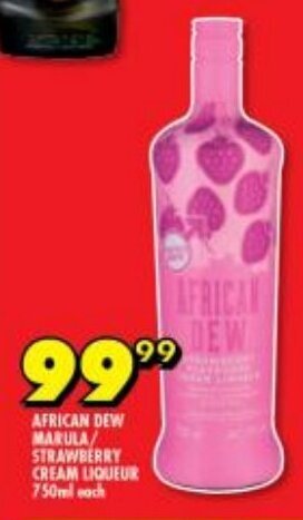 Shoprite AFRICAN DEW MARULA/ STRAWBERRY CREAM LIQUEUR 750ml each offer