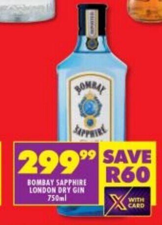 Shoprite BOMBAY SAPPHIRE LONDON DRY GIN 750ml offer