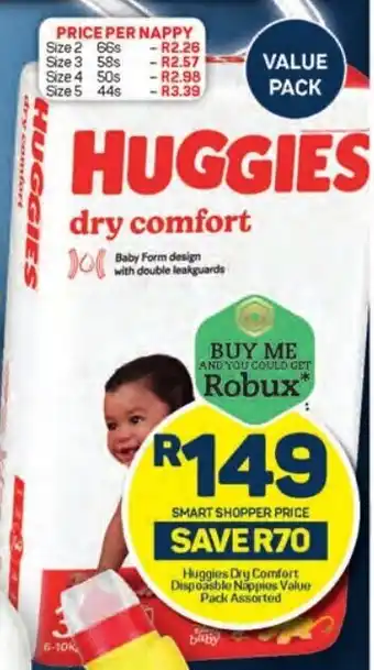 Pick n Pay Huggies Dry Comfort Dispoasble Nappios Value Pack Assorted offer