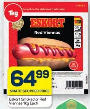 Pick n Pay Eskort Smoked or Red Viennas 1kg Each offer