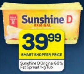 Sunshine D Original 60% Fat Spread 1kg Tub