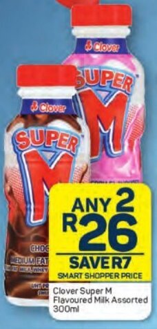 Pick n Pay Clover Super M Flavoured Milk Assorted 300ml offer