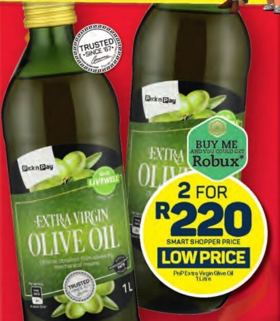 PnP Extra Virgin Olive Oil 1 Litre offer at Pick n Pay