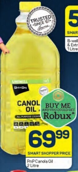 Pick n Pay PnP Canola Oil 2 Litre offer