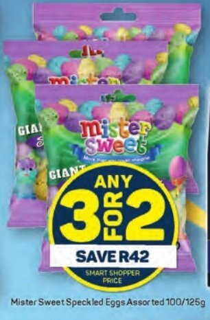 Pick n Pay Mister Sweet Speckled Eggs Assorted 100/125g offer