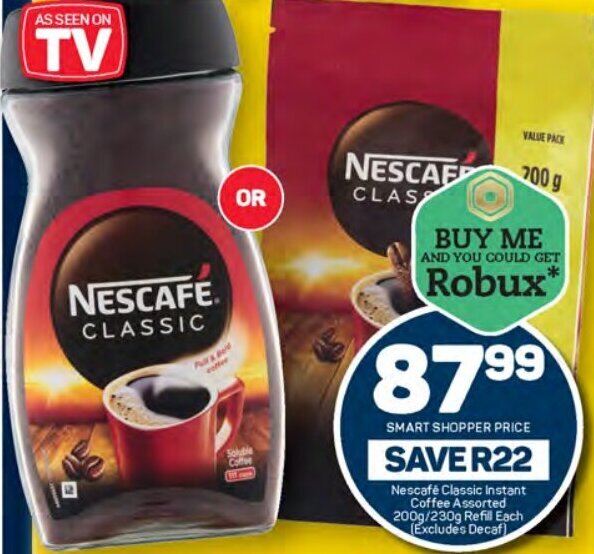 Nescafé Classic Instant Coffee Assorted 200g/230g Refill Each (Excludes