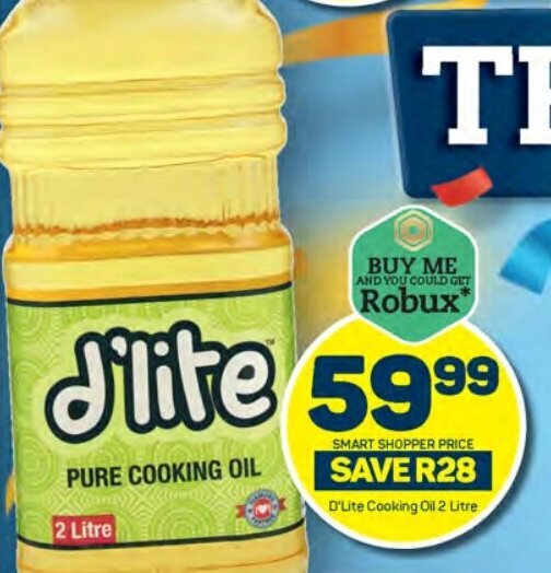 D'Lite Cooking Oil 2 Litre offer at Pick n Pay