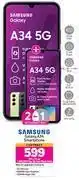 Game 2 x samsung galaxy a34 smartphone-on 1.2gb red top up core more data offer