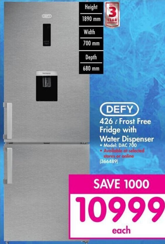 defy 426l fridge