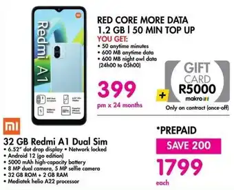 Makro RED CORE MORE DATA 1.2 GB I 50 MIN TOP UP offer