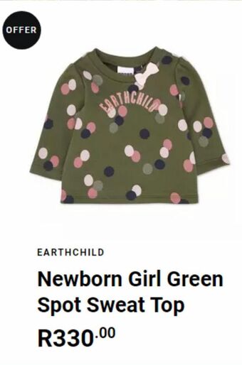 New born girl green spot sweat top